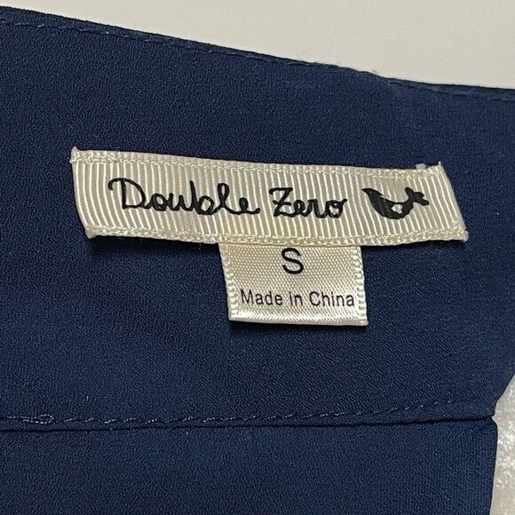 Double Zero Open Back Mock Neck Blouse (Navy Blue) - Small - Picture 8 of 9